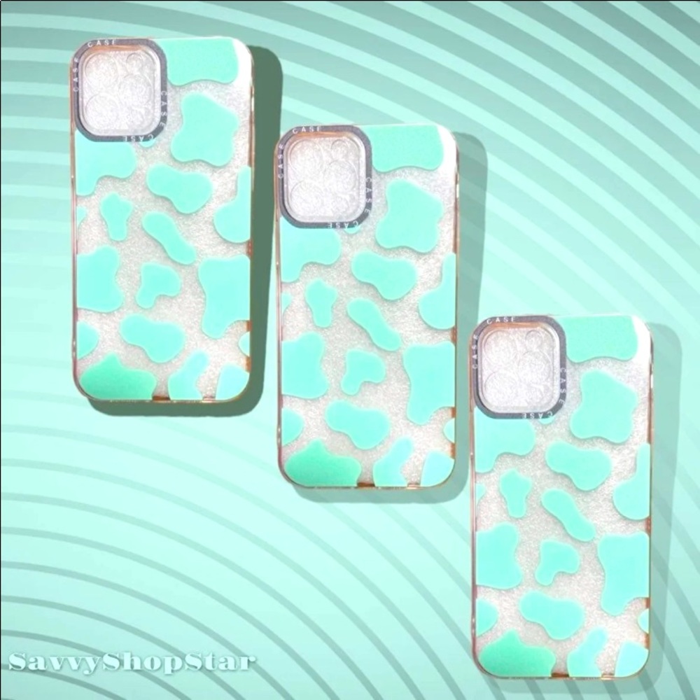 Green Cow Print Case iphone 12 Pro Max💚🐮